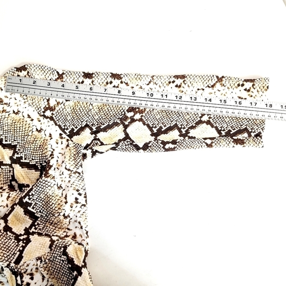 MAEVE by Anthropologie Tan Snake Skin Python Print  A-Line V-Neck Short Dress, S - Picture 9 of 13